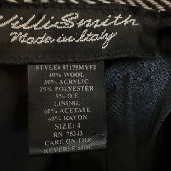 Willie Smith black & white WOOL herringbone wide-leg trousers Made in Italy - Picture 6 of 14